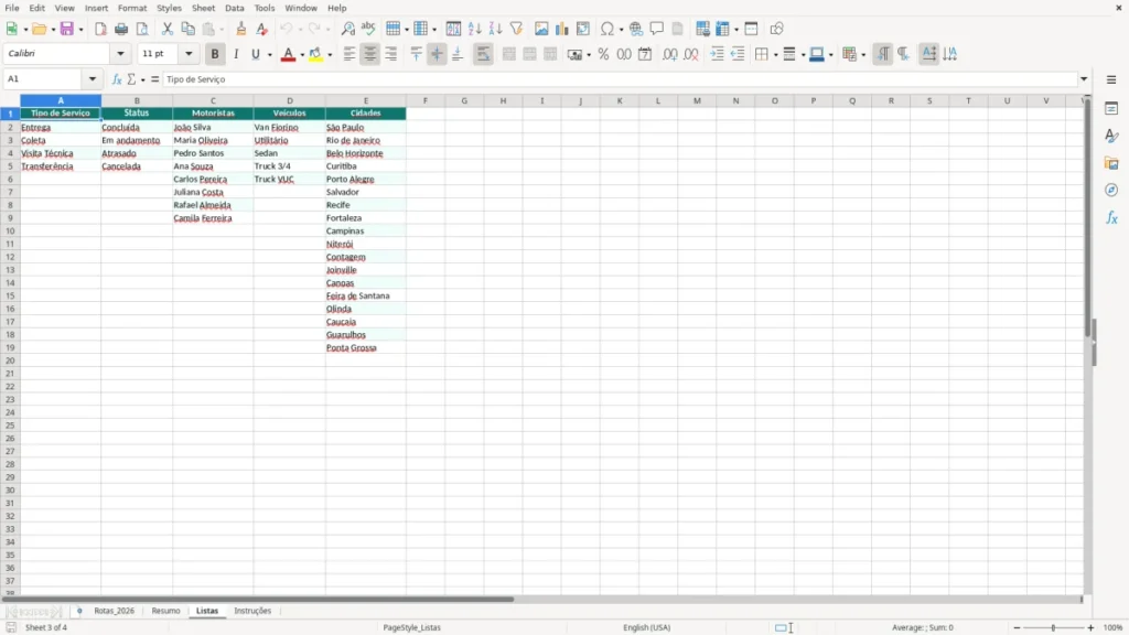Listas – Roteirização Excel – Planilha Grátis (2026)