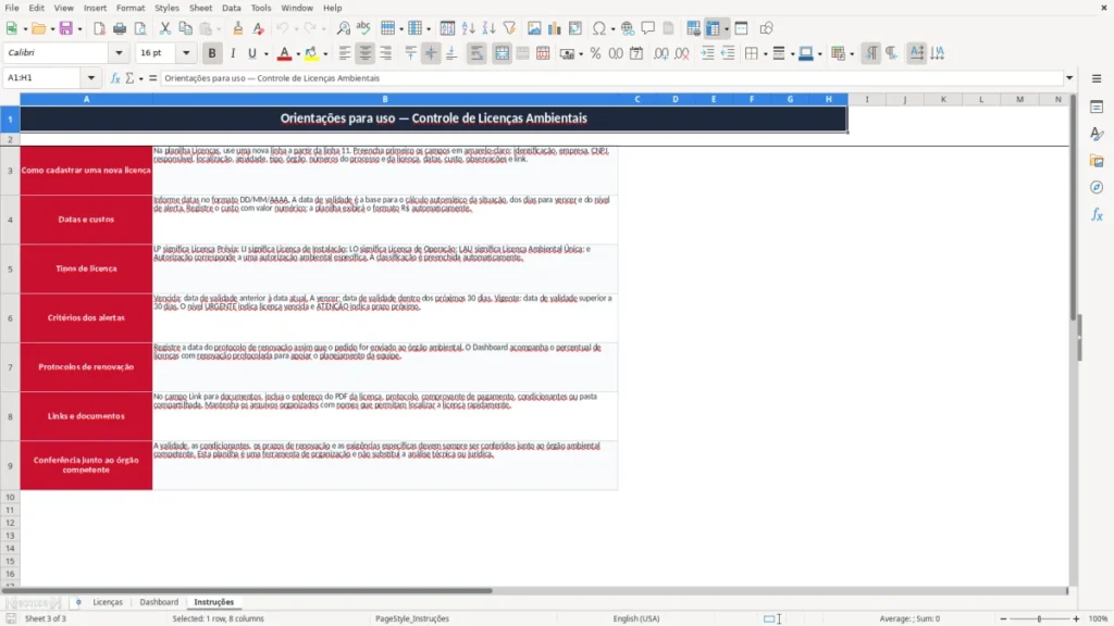 Instruções – Licenças Ambientais Excel – Planilha Grátis (2026)