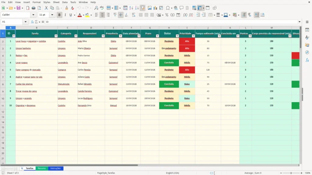Tarefas – Divisão de tarefas Excel – Planilha grátis (2026)