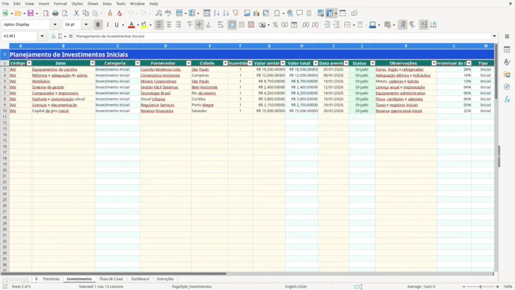 Investimentos – Viabilidade Econômica Excel – Planilha Grátis (2026)